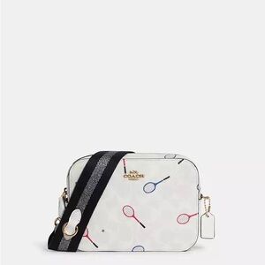 COACH Mini Camera Bag In Signature Canvas With Racquet Print